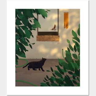 Cat in the Courtyard II Posters and Art